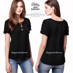 Anthropologie {HWR/Monogram} black looped shirt sleeve sweater *shop@iamwarrior